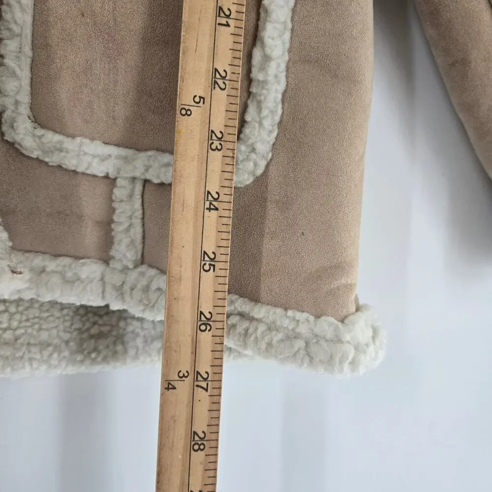 L.L.Bean Girls Vintage Tan Faux Suede Sherpa Lined Hooded Winter Coat XL - Picture 11 of 11